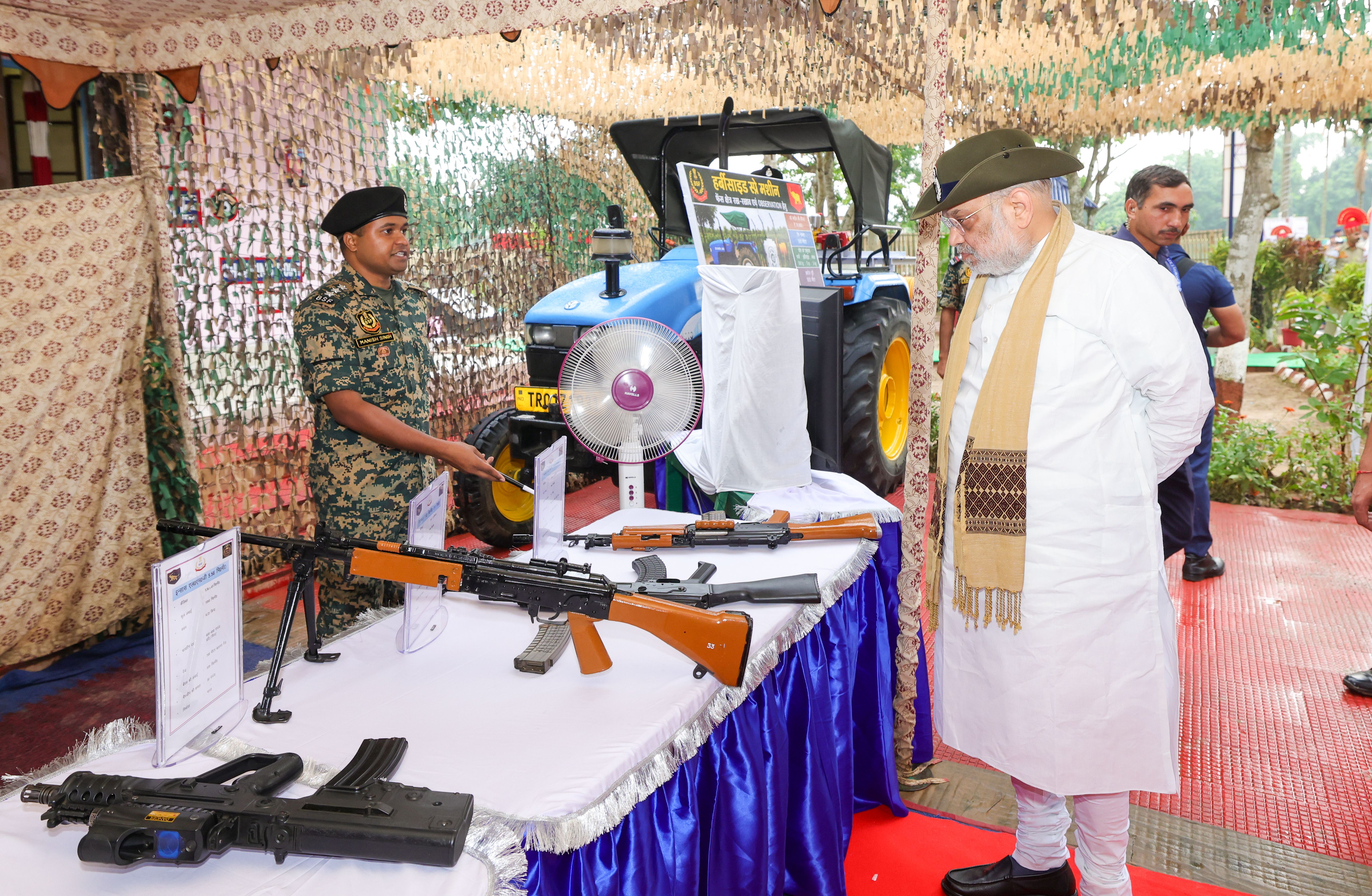 Union Home Minister and Minister of Cooperation Shri Amit Shah Inspected the latest weaponry of the BSF at Lankamura Border Outpost on the India-Bangladesh Border in Tripura