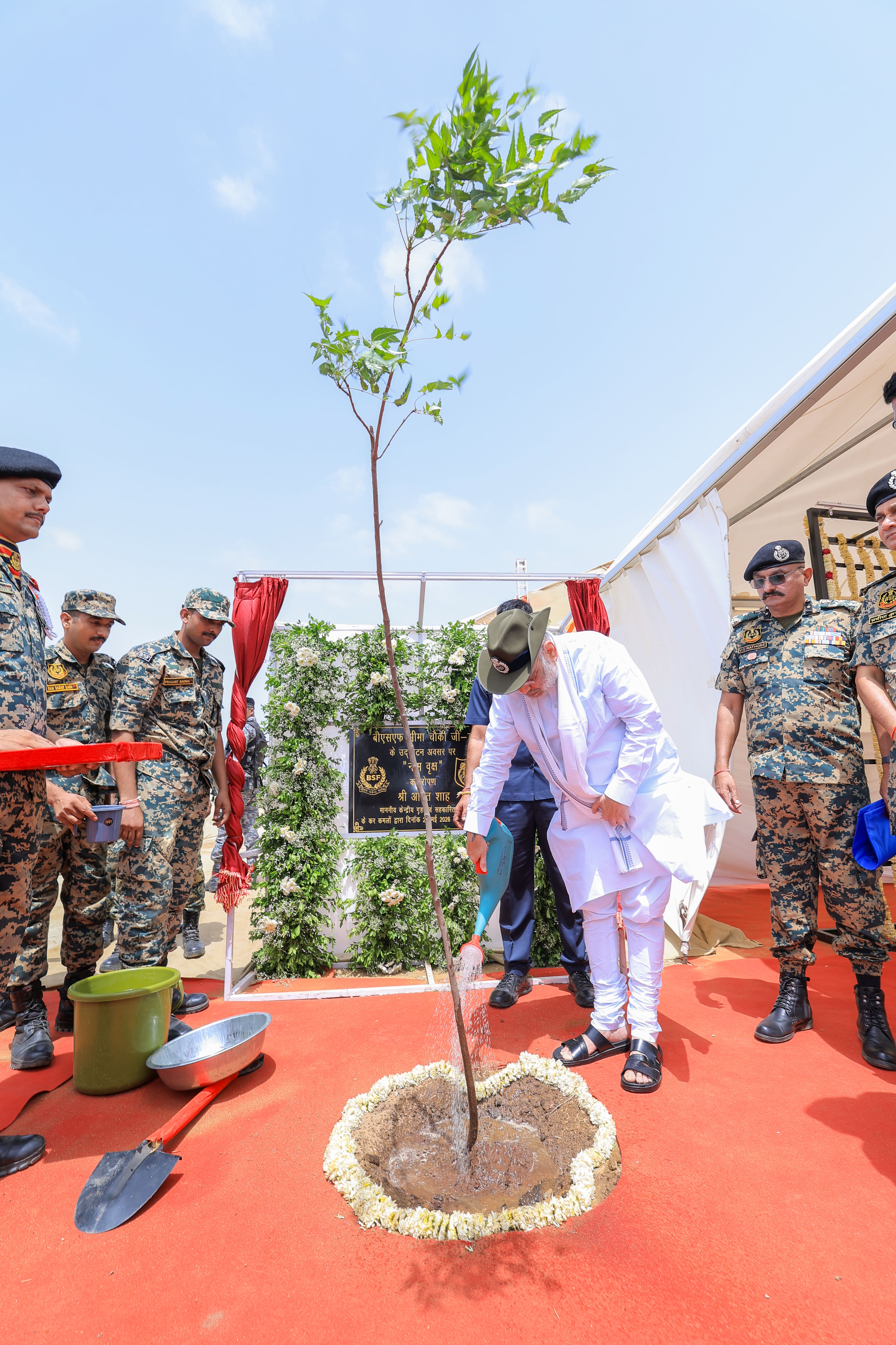 Union Home Minister and Minister of Cooperation Shri Amit Shah planted a neem sapling at the G-7 Border Outpost on the India–Pakistan border in Bhuj, Gujarat.