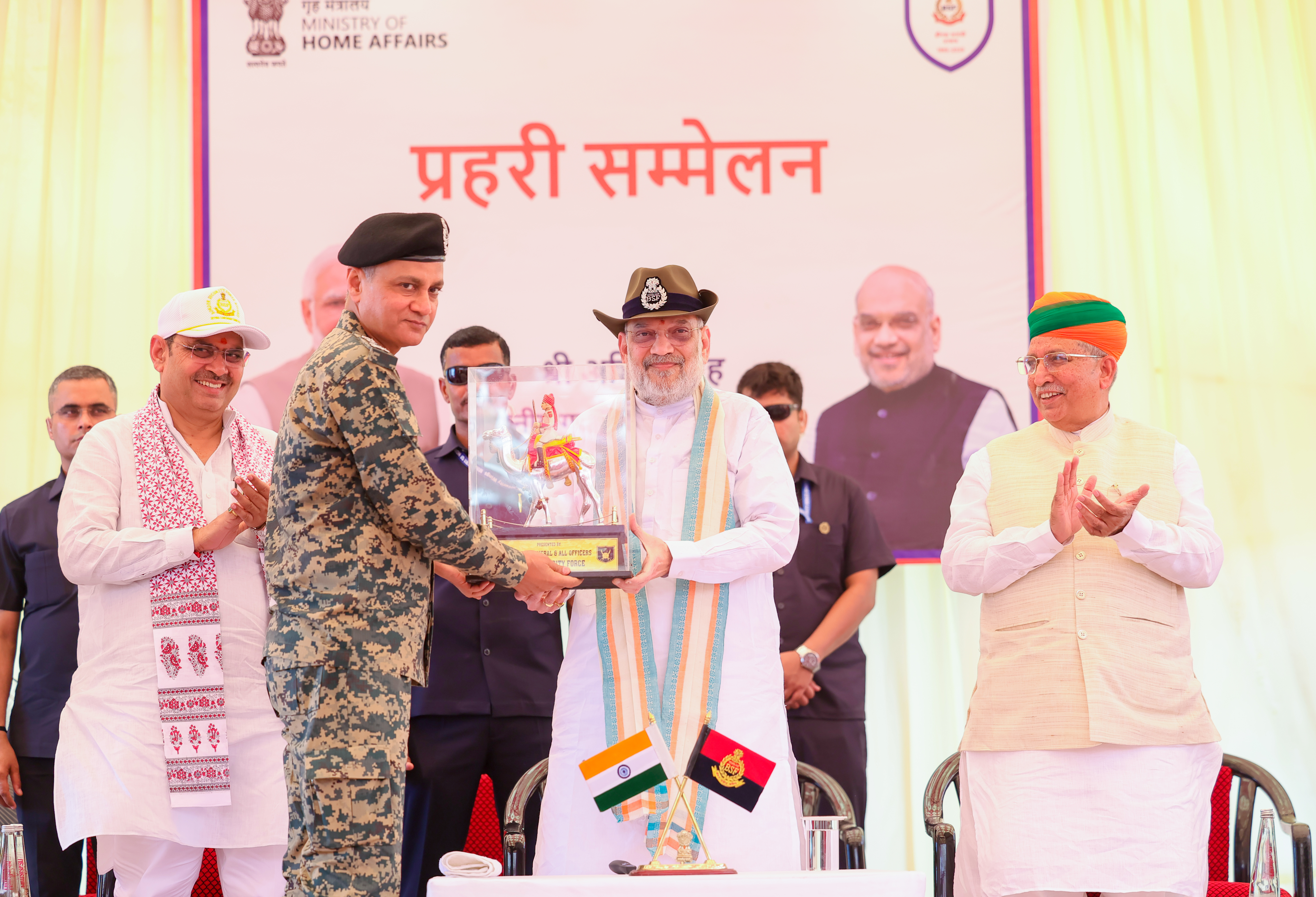 Union Home Minister and Minister of Cooperation Shri Amit Shah interacted with Border Security Force (BSF) at Sanchu Post in Bikaner, Rajasthan