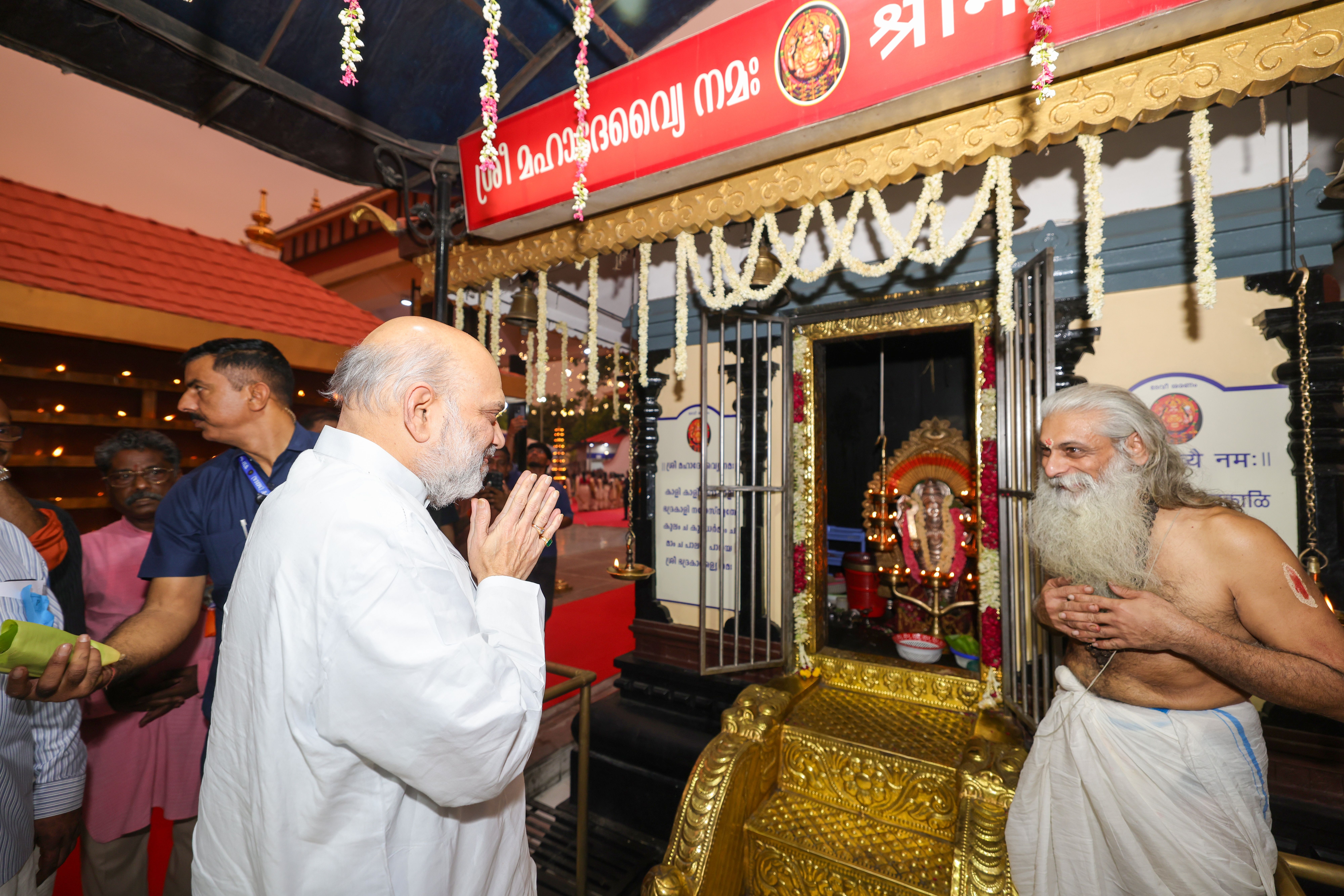 Union Home Minister and Minister of Cooperation Shri Amit Shah offers prayers at the Bhagwan Ayyappa Temple in New Delhi