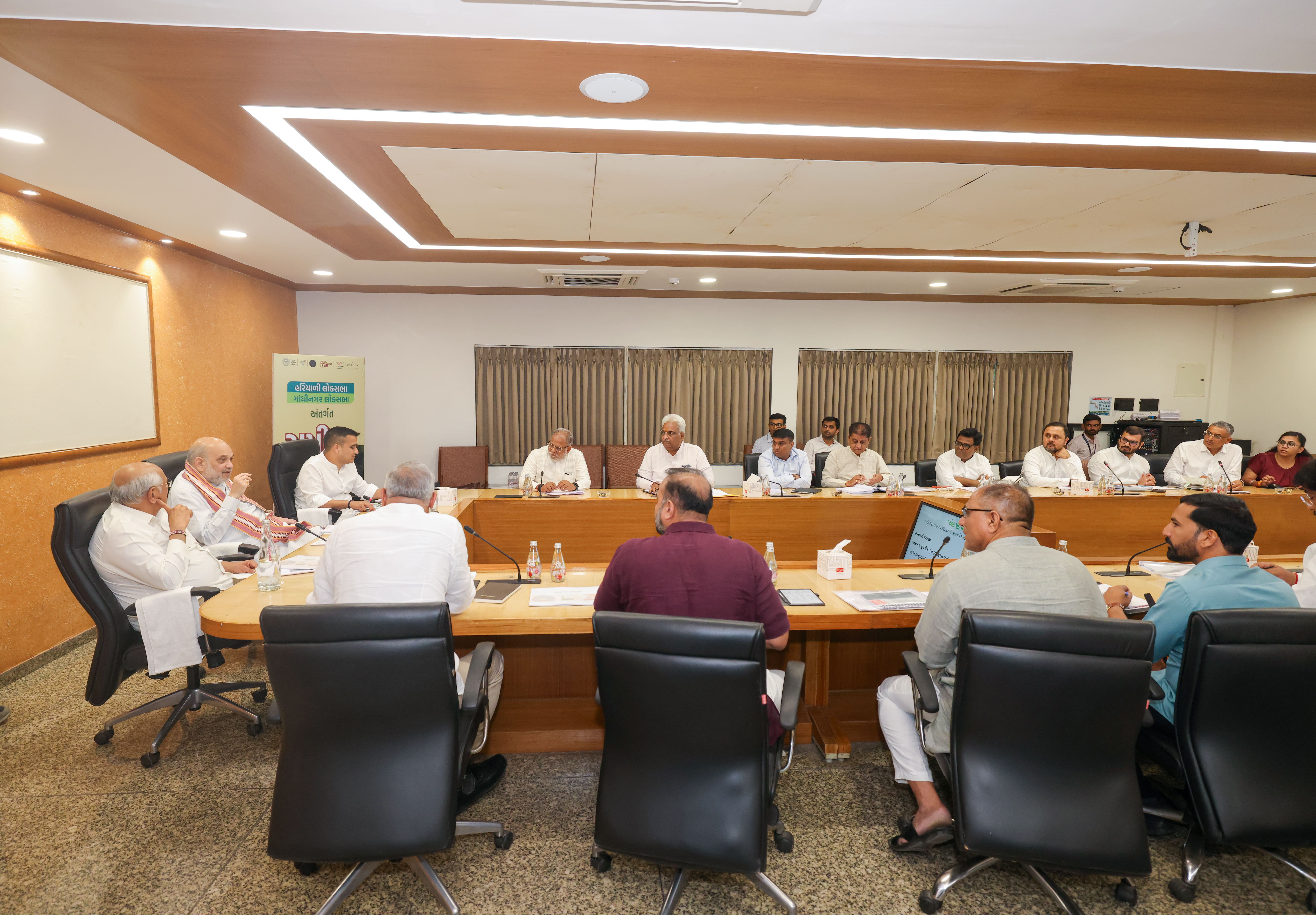 Union Home Minister and Minister of Cooperation Shri Amit Shah chaired meetings in Ahmedabad today to review the progress of mass tree plantation programmes being undertaken under the 'Harit Lok Sabha' campaign