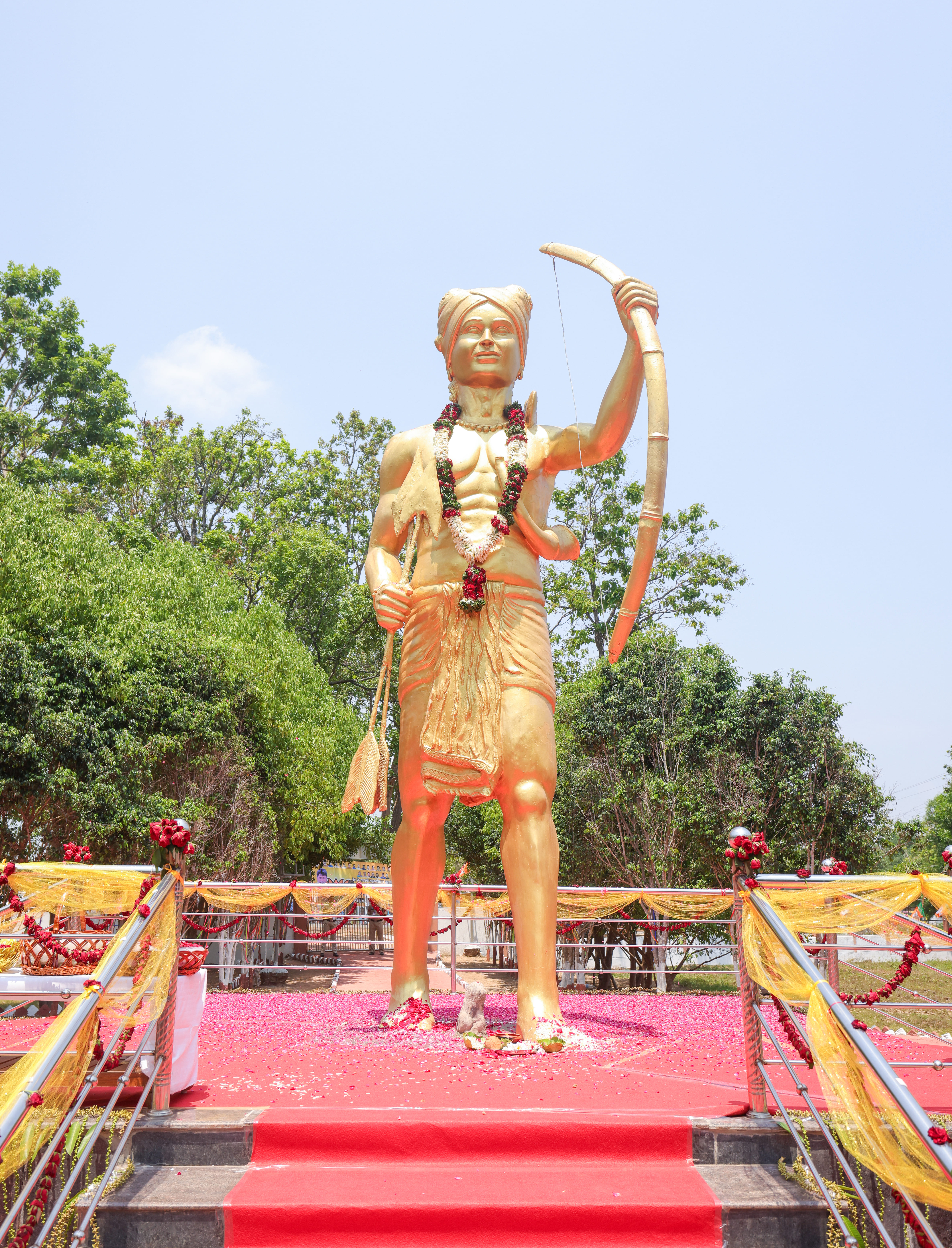 Union Home Minister and Minister of Cooperation Shri Amit Shah pays homage to the hero of the freedom struggle and the symbol of tribal identity Shaheed Veer Gundadhur at Netanar in Bastar, Chhattisgarh.