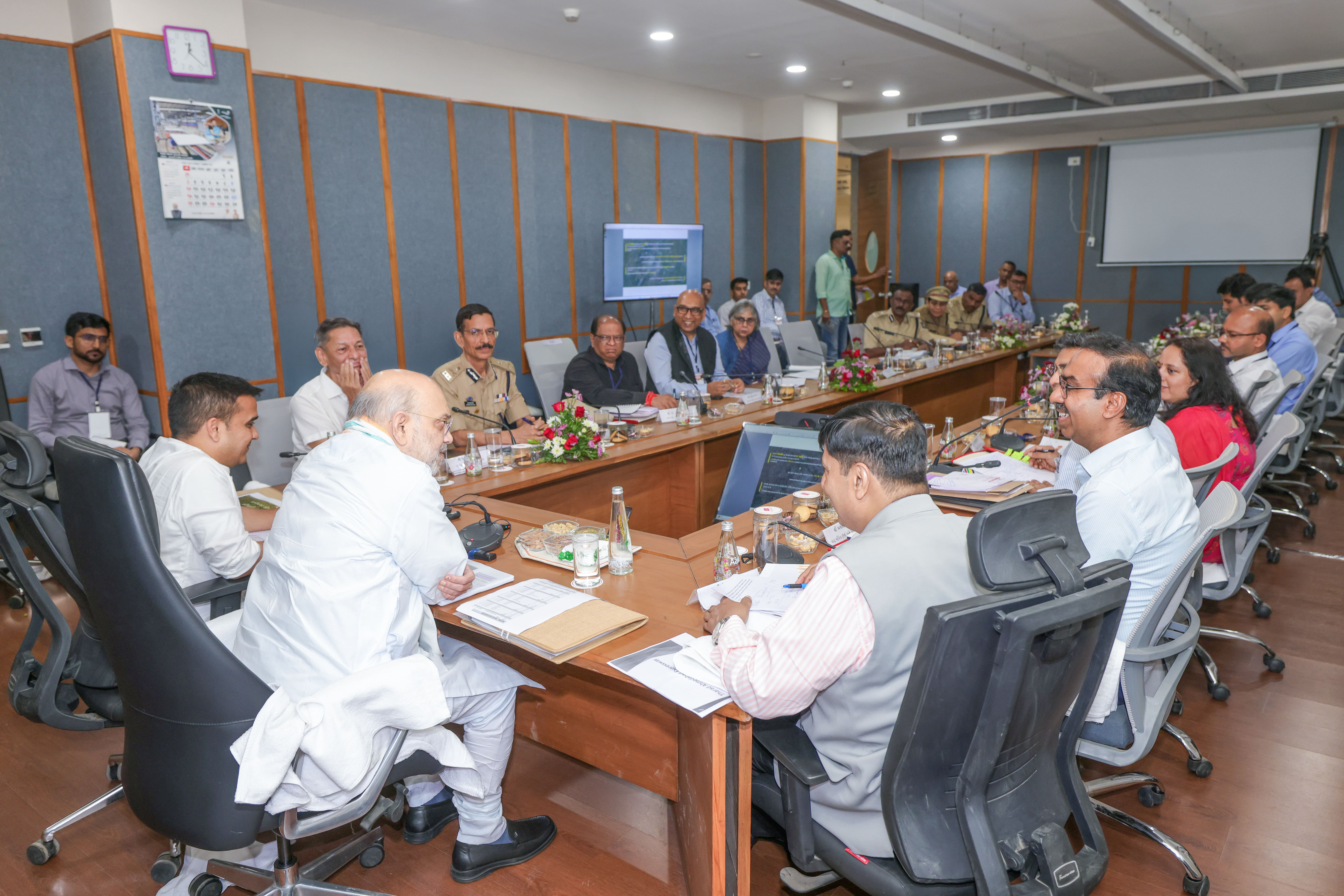 Union Home Minister and Minister of Cooperation Shri Amit Shah reviews development works related to GUDC and Mansa Municipality in Ahmedabad, Gujarat.