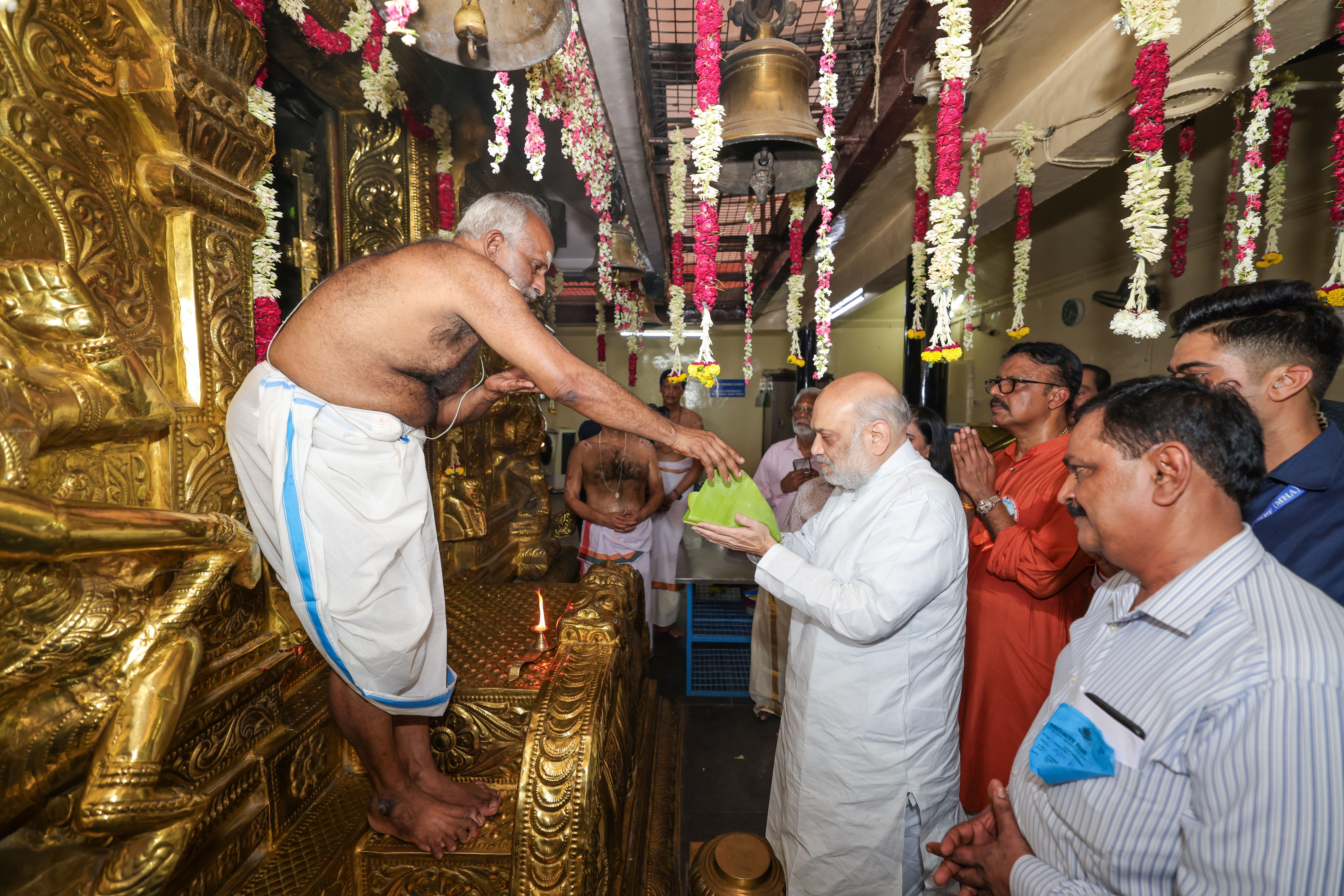 Union Home Minister and Minister of Cooperation Shri Amit Shah offers prayers at the Bhagwan Ayyappa Temple in New Delhi