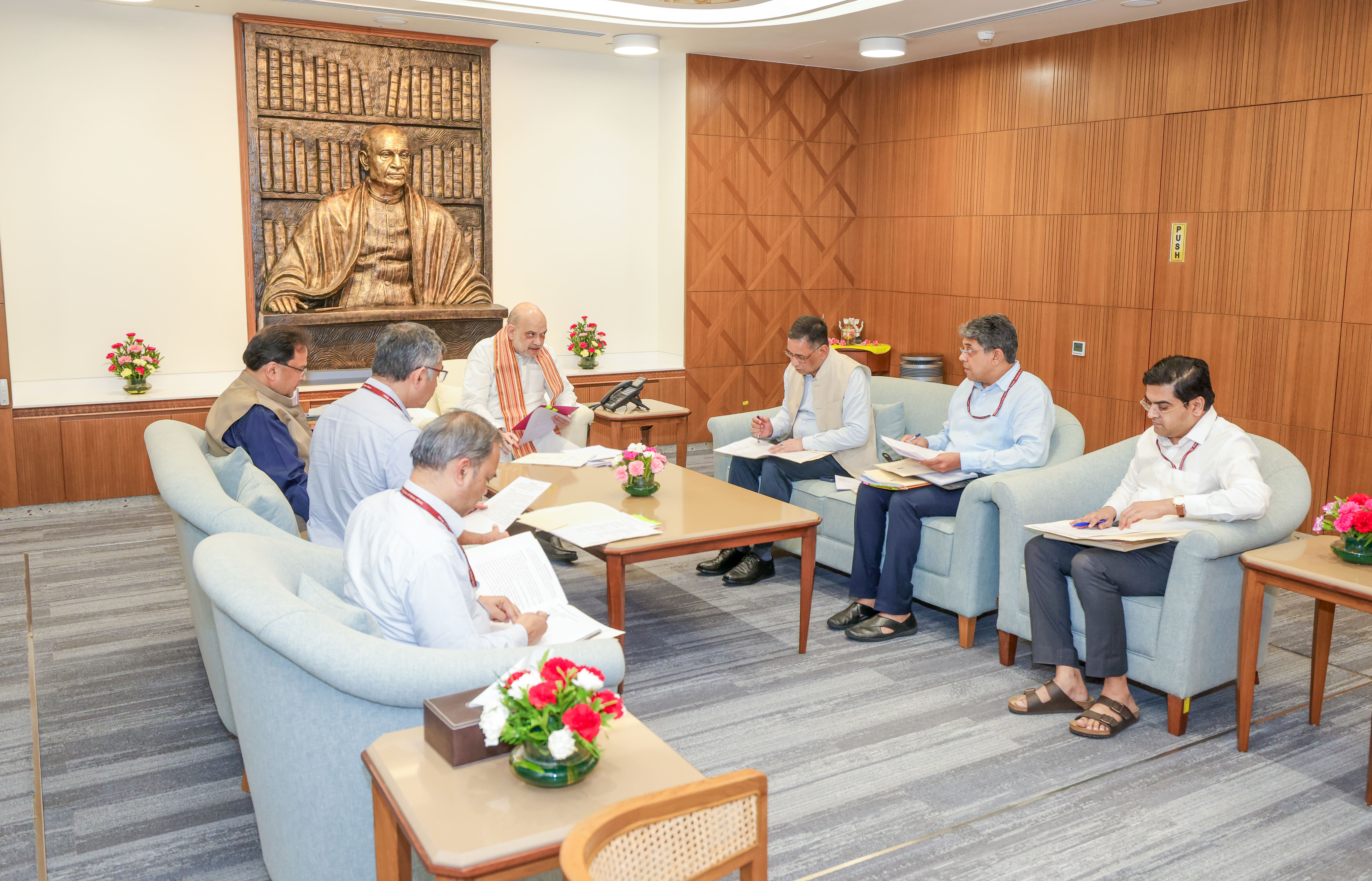 Caption- Union Home Minister and Minister of Cooperation Shri Amit Shah chaired a meeting of MHA officials to ensure proper facilitation of the High-Level Committee on Demographic Changes.