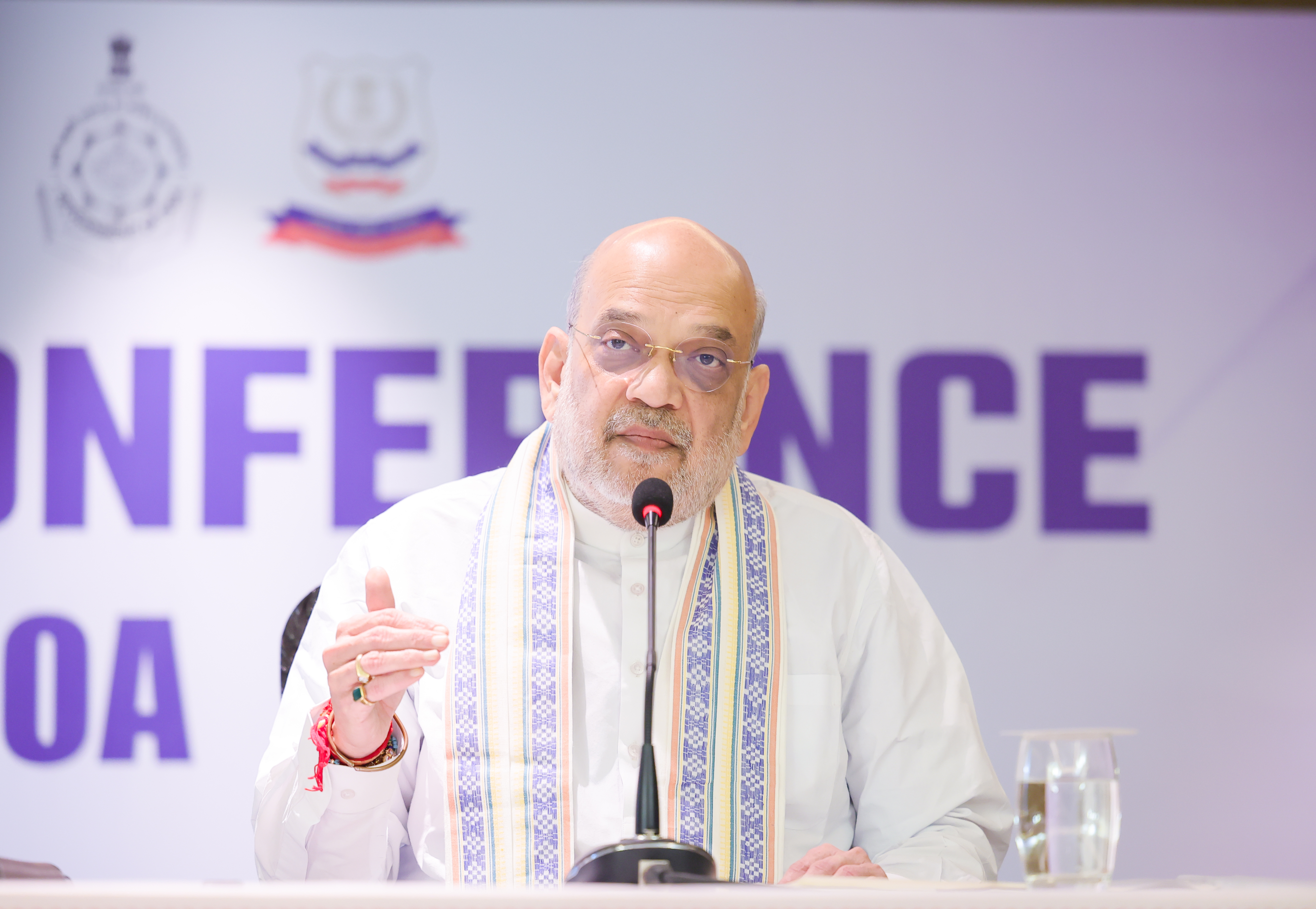 Shri Amit Shah addresses a press conference on narcotics control in Panaji, Goa