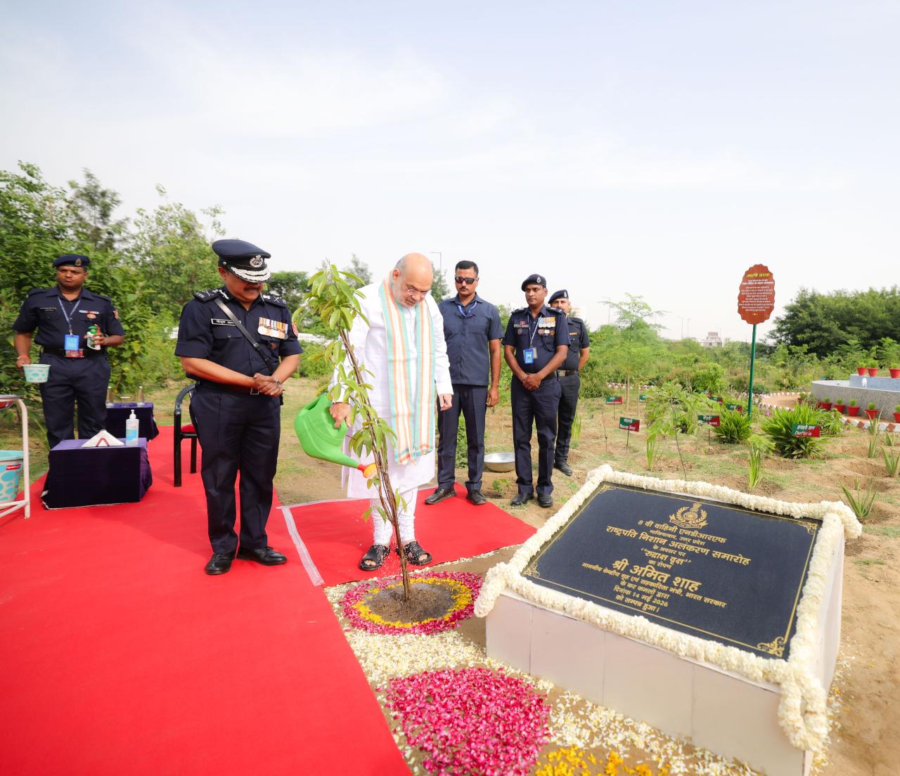 Shri Amit Shah plants a Rudraksha sapling at the NDRF campus in Ghaziabad, Uttar Pradesh